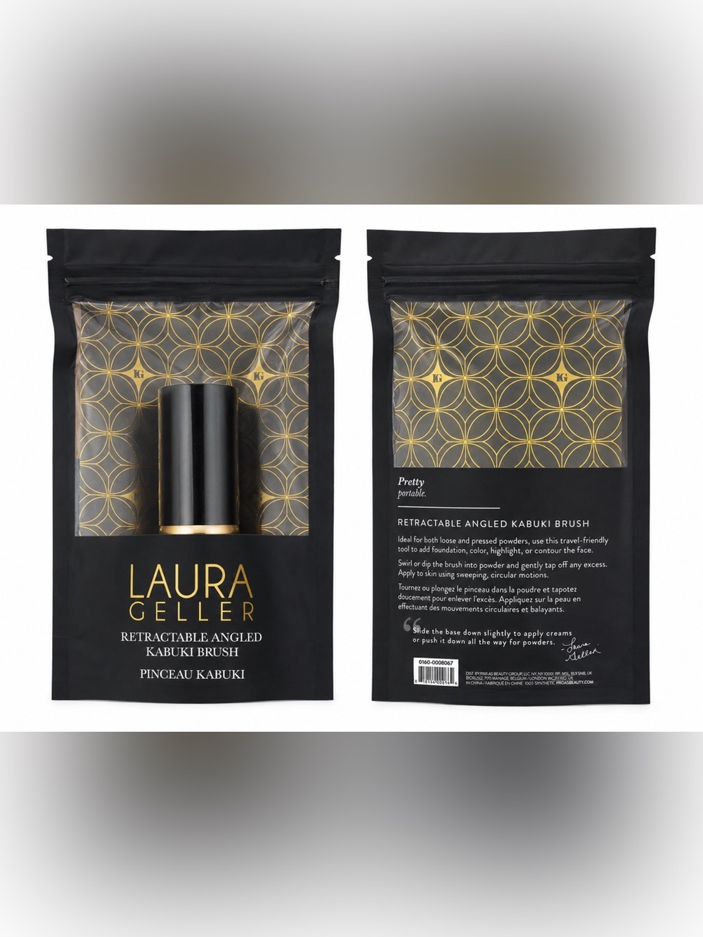Angled Kabuki Brush - Black & Gold Retractable